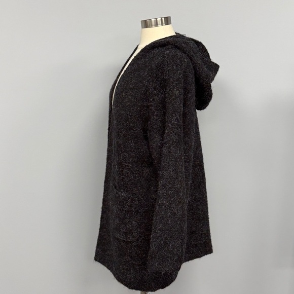 ANTHROPOLOGIE x LOOK BY M One Size O/S Wool Blend Longline Hooded Cardigan Black - Picture 3 of 9